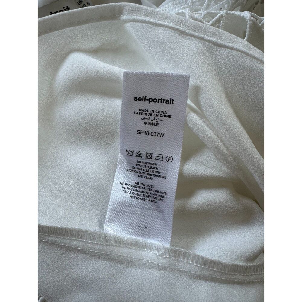 Self-Portrait White Star Guipure Lace Tiered Mini Dress Summer Size 6 - Picture 6 of 6